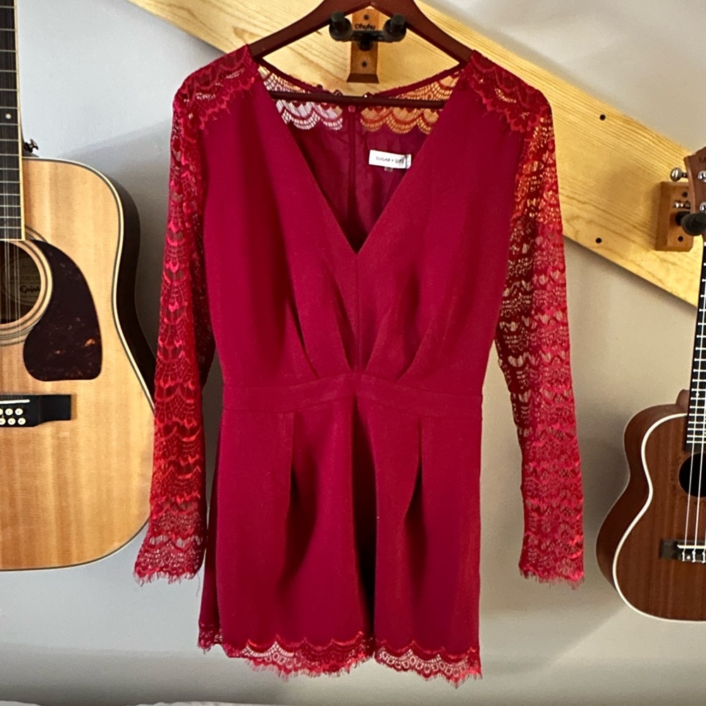 Small Sugar + L!PS lace long sleeve romper